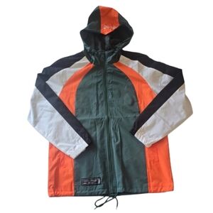 Time Space Men's Orange and Green Windbreaker Jacket